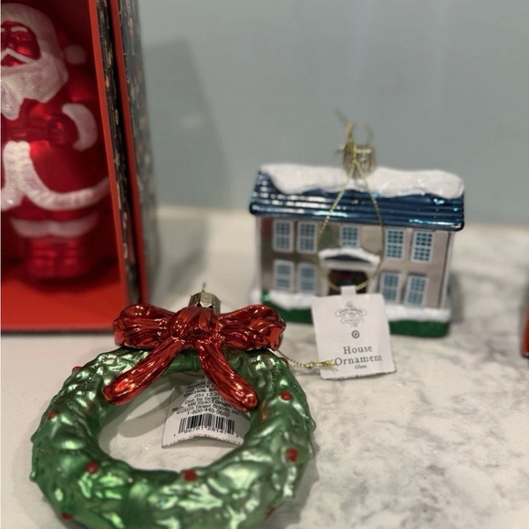 John Derian Target Glass ORNAMENT LOT House, Wreath, Deer + Santa NWT - Picture 3 of 4